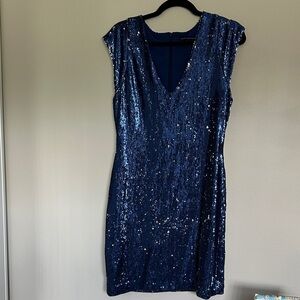 French Connection Navy Sequin Mini Dress